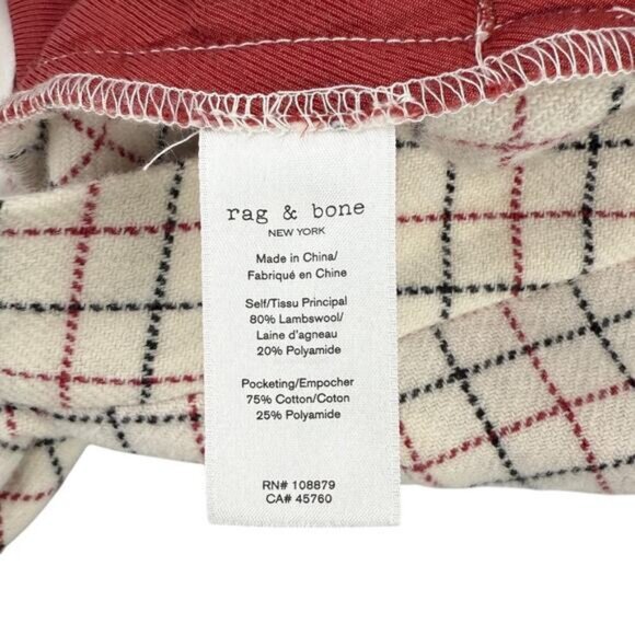 Rag & Bone Wool Poppy High Waisted Pant in Ivory Check Size 0 - Picture 5 of 7